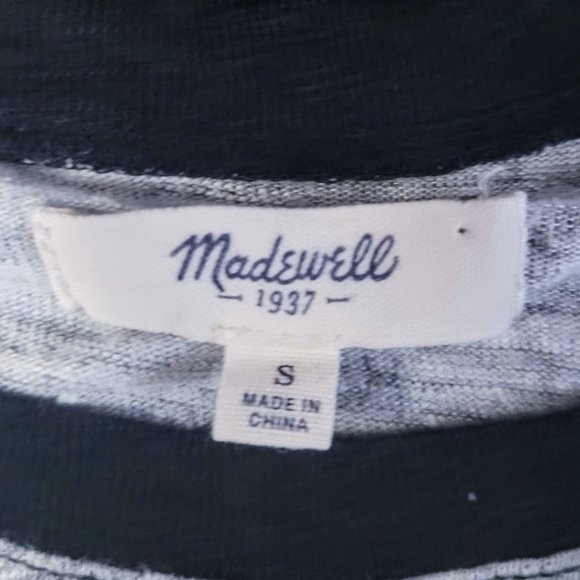 Madewell 100% Linen Raglan Tee Shirt Gray Heather and Black Women's Size Small - Picture 4 of 6